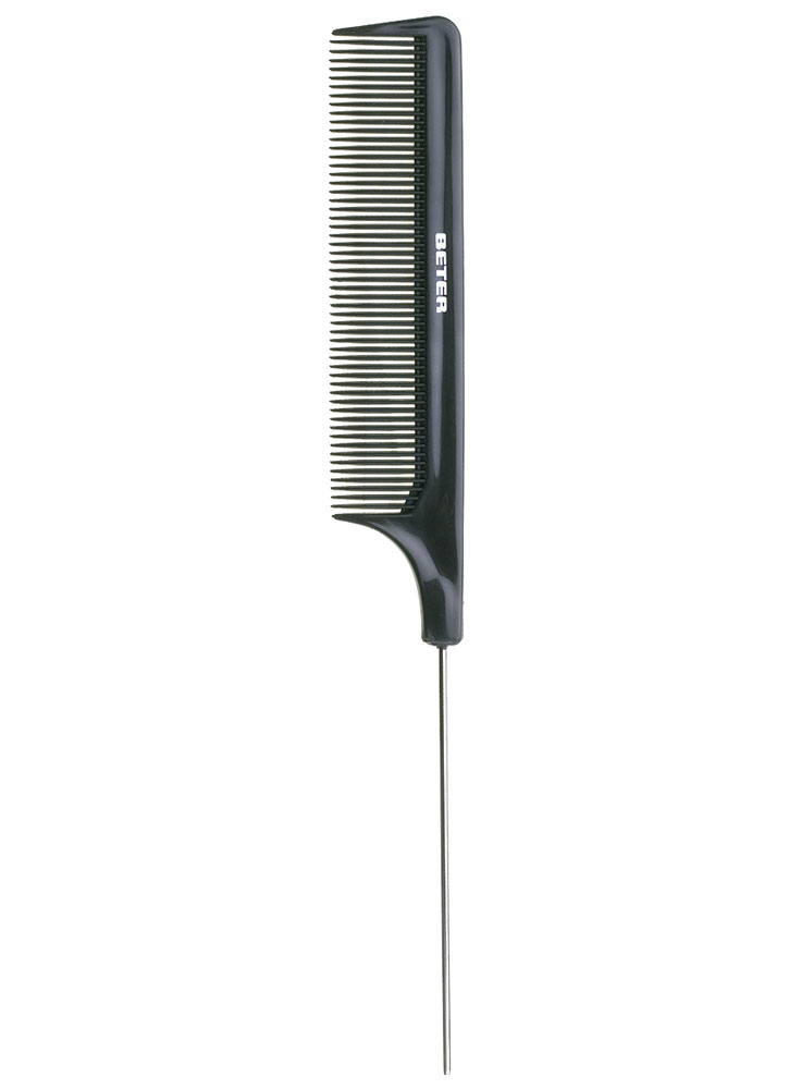 Расческа тонкая для начеса с металлическим хвостиком BETER, Pintail comb, backcombing
Расческа тонкая для начеса с металлическим хвостиком BETER, Pintail comb, backcombing