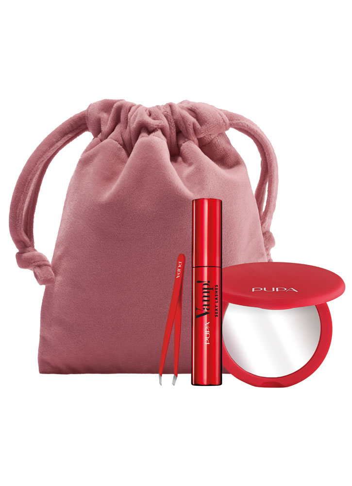 Набор косметический PUPA Kit Vamp!Sexy Lash+Mirror Tweezers+Pochette