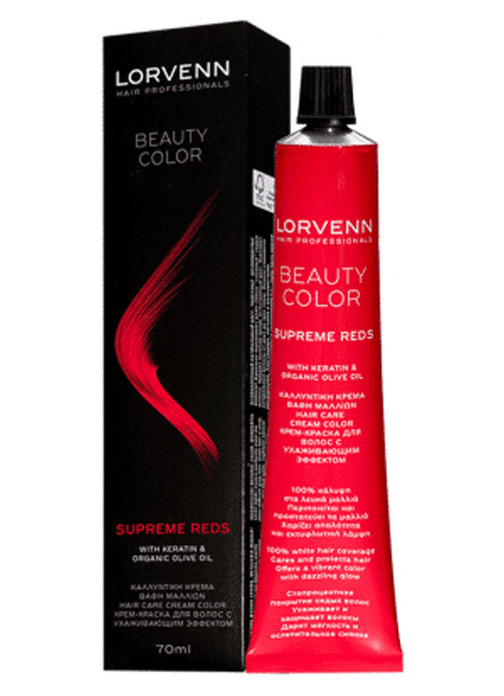 Стойкая крем-краска LORVENN HAIR PROFESSIONALS Beauty Color Supreme Reds тон 7.62 Красно-радужный блонд 7.62 7.62 -Красно-радужный блонд