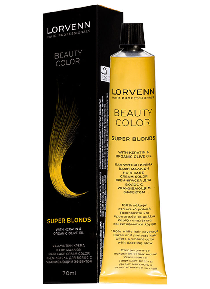 Стойкая крем-краска LORVENN HAIR PROFESSIONALS Beauty Color Super Blonds тон 12.81 Экстра блонд интенсивный платиново-пепельный 12.81 12.81 -Экстра блонд интенсивный платиново-пепельный