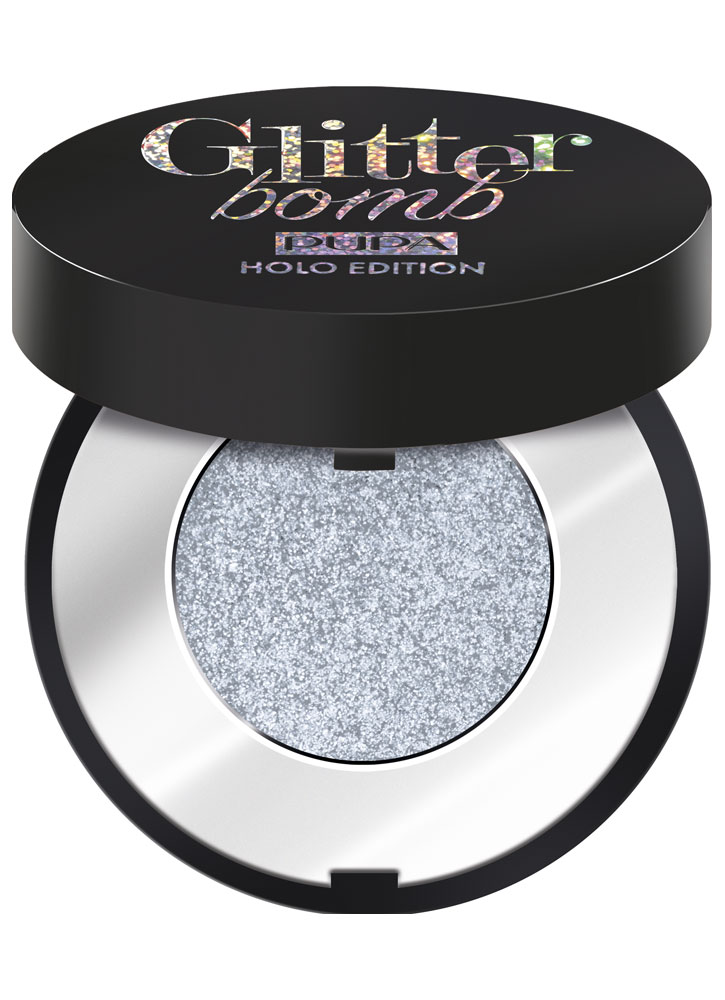 

Тени для век глиттерные Морозный серебряный PUPA, Glitter Bomb Holo Edition